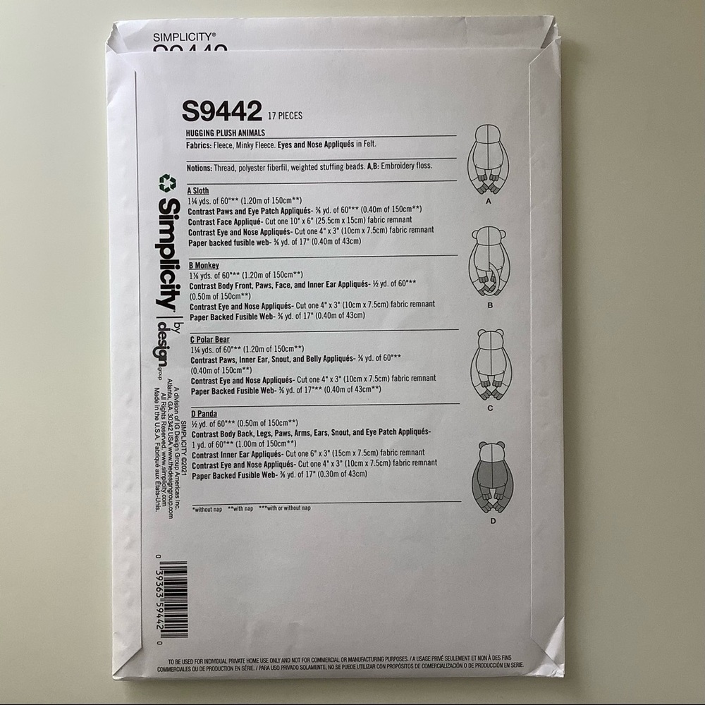 Simplicity S9442 Sewing Pattern - Picture 5 of 5